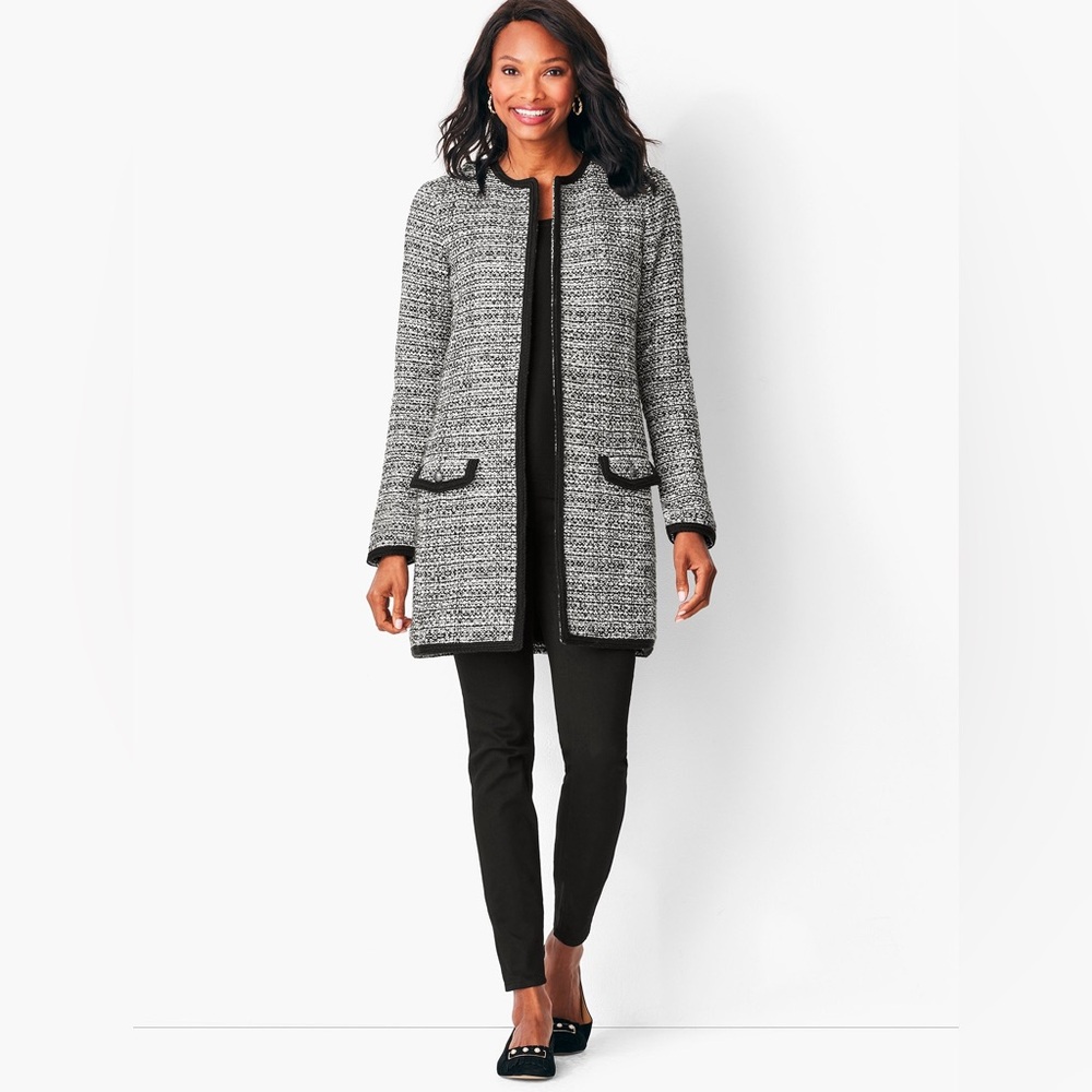 Talbots Textured Tweed Sweater Jacket
